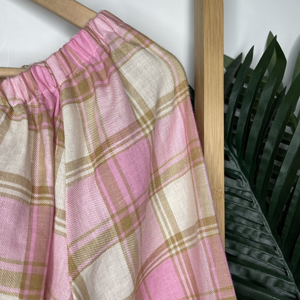 Country Road Pink Check Print Ramie Blouse Top Size 8 Asymmetric Textured Womens - Picture 6 of 13